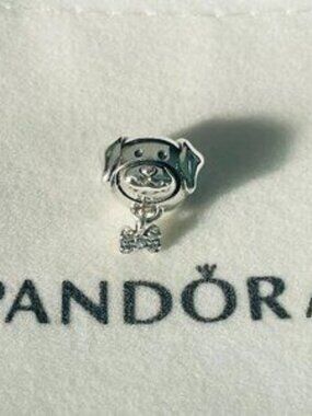 Pandora Pet Dog & Bon Dangle Charm Pendant, S925 Sterling Silver Jewelry